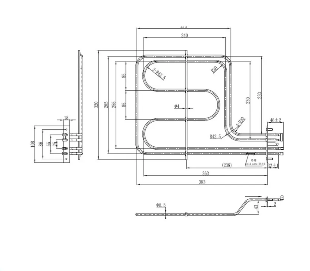 ТЭН духовки HANSA верхний (гриль) 2900W 230V 8068599