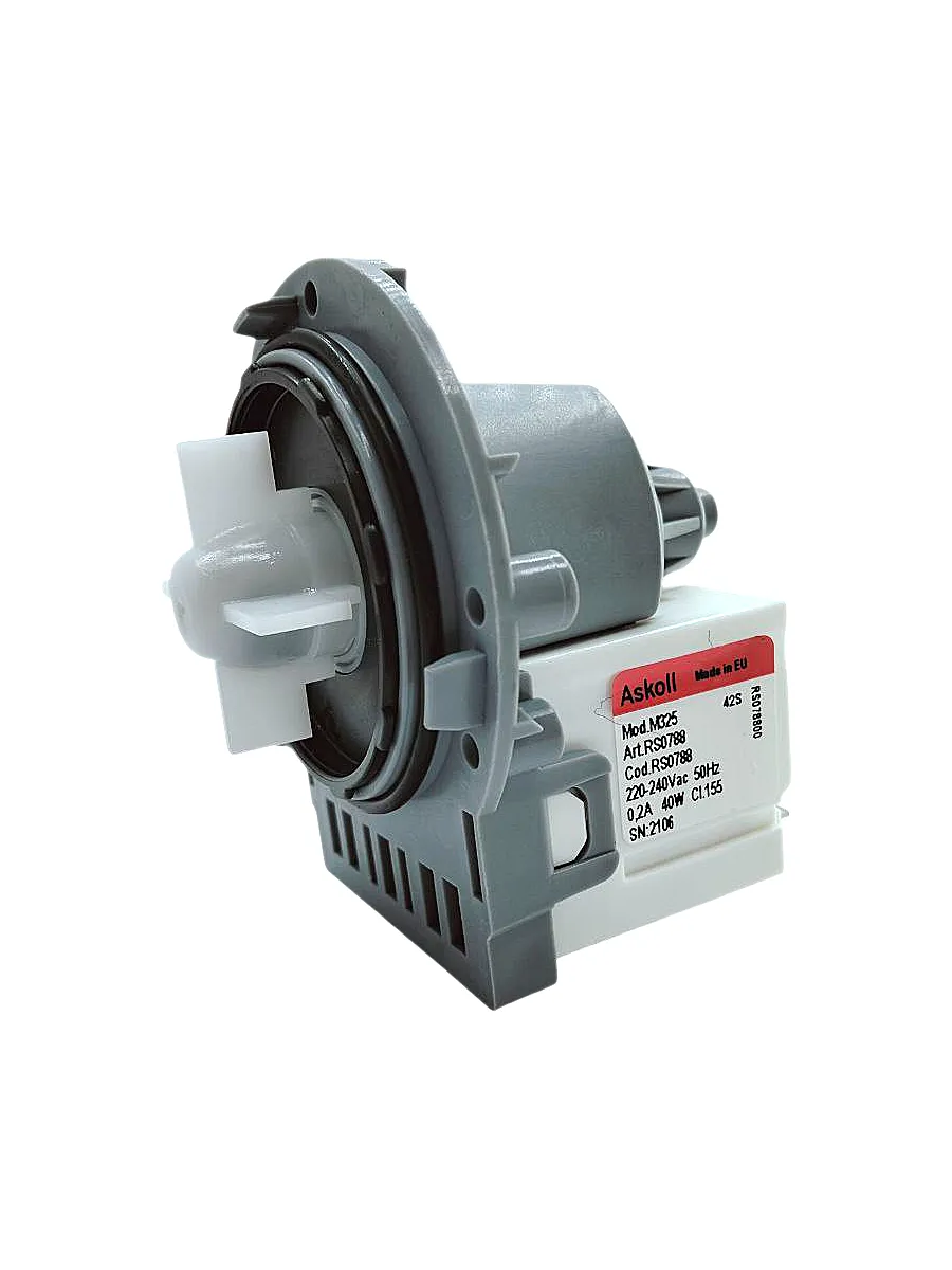 Насос для стиральной машины 40 W, клеммы назад раздельно