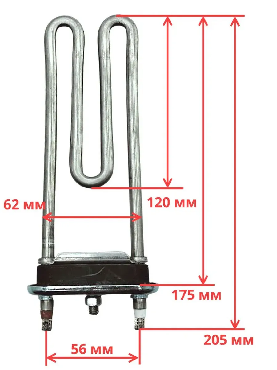 ТЭН 1900 W для стиральной машины Samsung, LG без отверстия