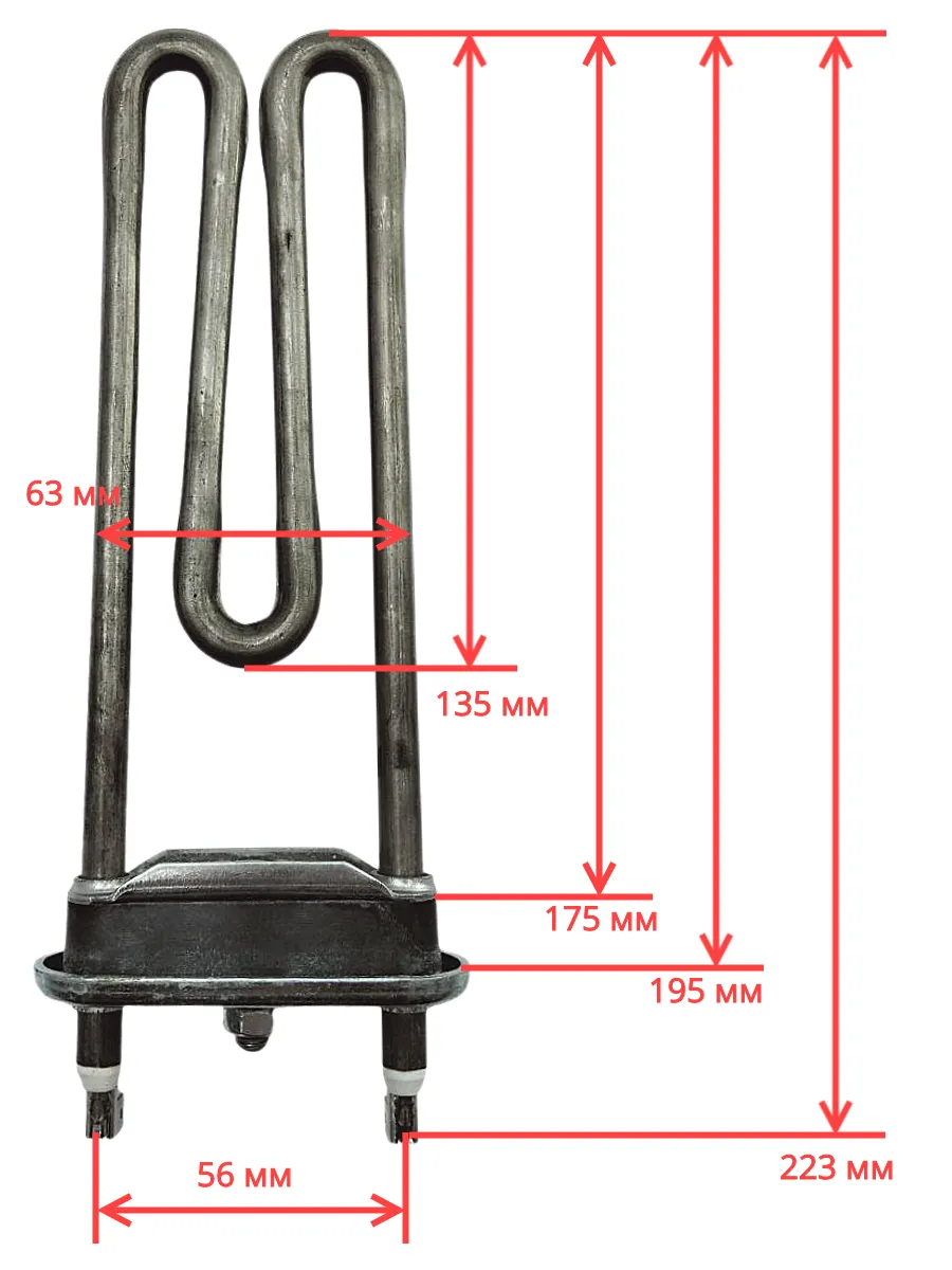 ТЭН для стиральной машины 2000 W, без отверстия под датчик